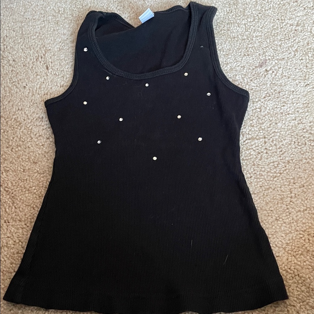 Girls rhinestone Black Tank Top